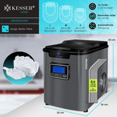 IJsblokjesmachine – 12kg/24 uur – IJsmachine - IJsblokjesmaker - Antraciet - KESSER®